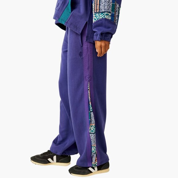 NWT size LARGE Free People Women's Blue Fp Movement Kickoff Cotton Terry Pants - Picture 4 of 6